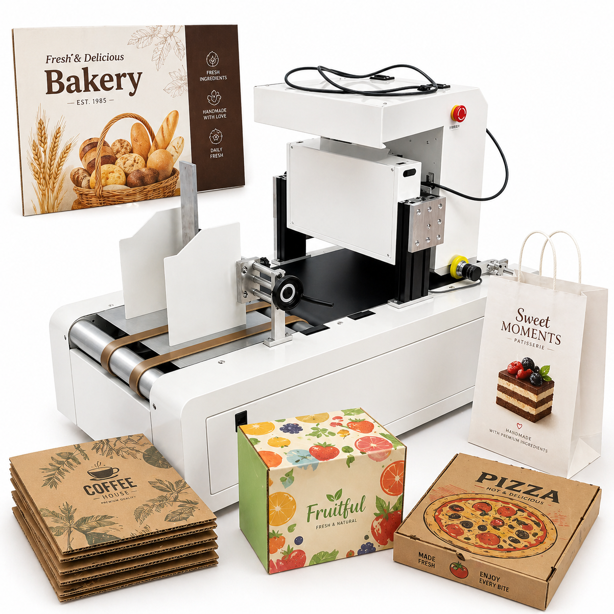 Hanjie Single Pass Carton Printer For Corrugated Box Kraft Paper Bag Pizza Box Packaging Printing