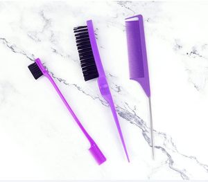 Juego de 4 piezas de cepillos y peines para el cabello: cepillo de plástico para definir el contorno, cepillo para desenredar, peine de cola de rata y peine de dientes anchos para hombres y mujeres - Product Image 5