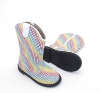 Bottes plates en cuir à strass pour filles, chaussures décontractées, bottes de neige d'hiver, bottes de cowboy, bottes de cowgirl pour enfants, vente en gros
