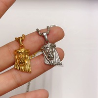 18k PVD Plaqué Or Jésus Tête Collier En Acier Inoxydable Vintage Jésus Pièce Pendentifs Colliers Pour Hommes Femmes Rappeur Bijoux