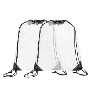 High Quality PVC Transparent Sports <b>Drawstring</b> <b>Backpack</b> Custom Logo Waterproof Clear Gym Storage Rope Pull Bag - Product Image 3