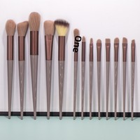 Vente chaude, ensemble de 13 pinceaux de maquillage professionnels en poils synthétiques de couleur verte, ensemble de pinceaux de maquillage, outil de maquillage, emballage en flanelle