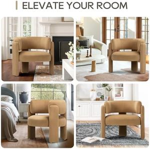 Hiện đại kaki nhung Thùng giọng ghế cho nhà & phòng ngủ ấm cúng bọc cánh tay bên ghế sofa với mạnh mẽ 3-chân thiết kế - Product Image 5