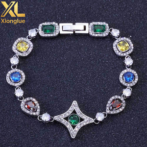 New Arrival Stainless Steel Colored Zircon 18K Gold Plated Hip Hop Jewelry Geometry Fashion Chain Link Bracelets - Product Image 2