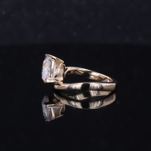 Moissanite <b>Ring</b> 10k Yellow Gold 7*10mm Pear Cut <b>Pinky</b> <b>Ring</b> Engagement <b>Rings</b> - Product Image 4