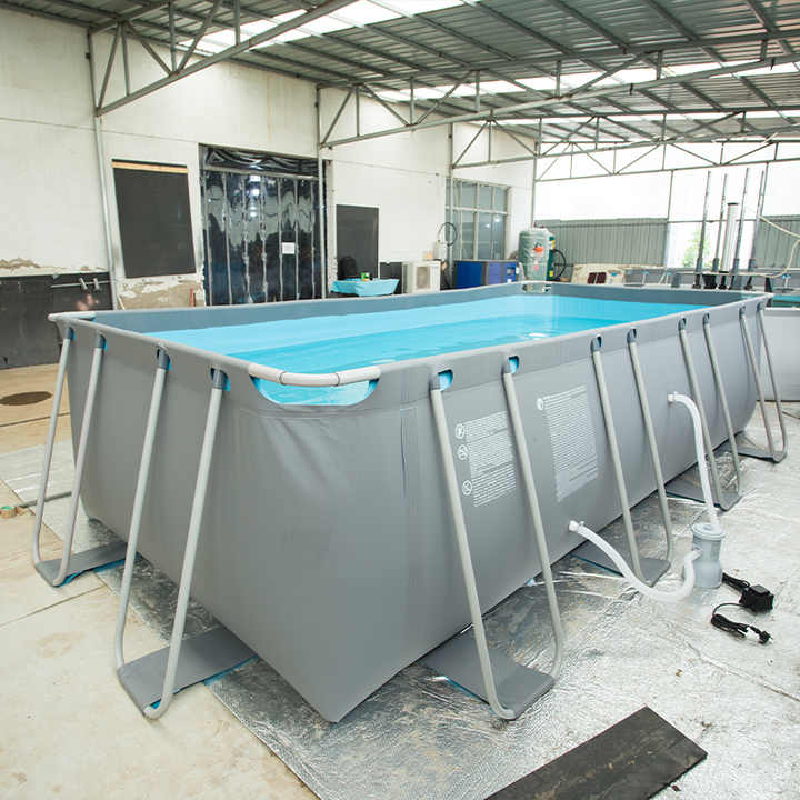 Custom Rectangular Above Ground Pool Set with Metal Frame & Safety ...