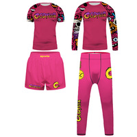 Ensemble d'entraînement de grappling pour garçons, 2 pièces, rashguard à manches courtes + short de MMA, imprimé par sublimation, séchage rapide, vêtements de sport pour enfants, BJJ, boxe