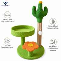 Tempat Tidur Kucing Berbentuk Kaktus Gurun dengan Tiang Garuk Sisal, Tempat Bertengger Nyaman, Platform Bunga, Furnitur Kucing Indoor Bertingkat