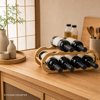 Porte-bouteilles en bambou, organiseur de rangement de table, boîte d'avion, style nordique moderne, pour cuisine, bar à domicile, écologique et durable