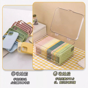 Phone Case <b>Storage</b> <b>Box</b> With Lid Transparent <b>Stackable</b> Desktop Organizer For Mobile Phone Cases - Product Image 5
