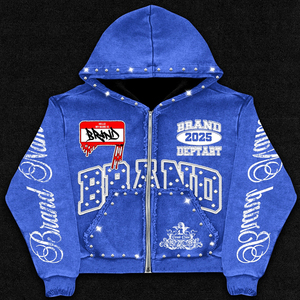 Streetwear Fashion Men Zipper Hoodies Custom Design Men's Distressed Print Hoodie Oversized Full <b>Zip</b> Up Casual Wear Hoodies - Product Image 4
