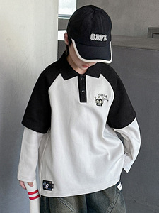 T-shirt à <span class=keywords><strong>manches</strong></span> <span class=keywords><strong>longues</strong></span> pour garçons, <span class=keywords><strong>polo</strong></span>, printemps 2026, nouvelle tenue de printemps pour enfants, ensemble deux pièces, haut, vêtements pour enfants, <span class=keywords><strong>polo</strong></span> - Product Image 5