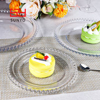 Vente en gros de plaques de verre de chargeur de perles dorées écologiques de 13 pouces verre de mariage transparent avec technique d'émail de couleur