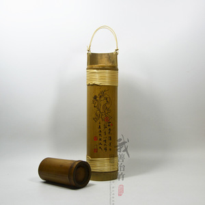 Bamboo Wine Barrel 9-10*28 With Custom Handle For Liquor Packaging - Product Image 1