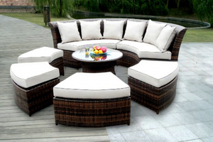 Ensemble de 7 pièces de mobilier d'<span class=keywords><strong>extérieur</strong></span> en osier résistant aux intempéries avec <span class=keywords><strong>housse</strong></span> de protection gratuite <span class=keywords><strong>pour</strong></span> salon, école, hôtel - Product Image 5
