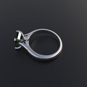 Sterling <b>Silver</b> Faux <b>Emerald</b> <b>Ring</b> With Diamonds For Girls &amp; Women - Product Image 4