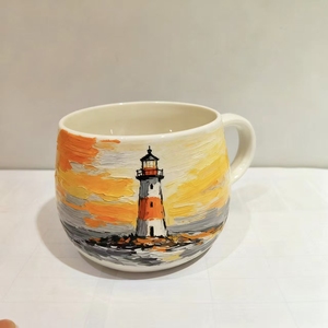 Tasse à <span class=keywords><strong>café</strong></span> en céramique faite à la main personnalisée <span class=keywords><strong>phare</strong></span>-cadeau de vacances en porcelaine personnalisé - Product Image 6