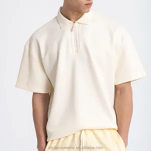 Custom High Quality Men's Casual Summer Cotton Pique Design Logo Mens Short Sleeve Zip Polo Shirt