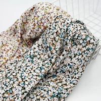Tissu Challis en Rayonne Viscose 100% Imprimé Floral à Motif Feuille, Tissé Uni, en Stock