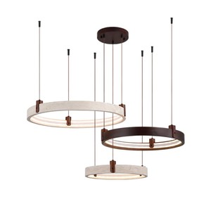 Lámpara Colgante LED Circular de Lujo, Travertino Amarillo, para Escalera de Villa, Sala de Estar, Iluminación Principal - Product Image 5