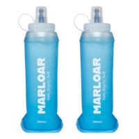 Lot de 2 bouteilles d'eau pliables en TPU, gourde souple de 500 ml pour la course à pied, la randonnée, le cyclisme, sans BPA, bleu
