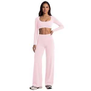 Completo Yoga a Maniche Lunghe Tinta Unita, Top Sportivo Nude per Corsa, Asciugatura Rapida, Scollo Quadrato, T-shirt Aderente per Fitness - Product Image 5