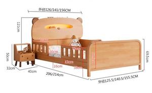 Camas de tamaño completo para niños, <span class=keywords><strong>cama</strong></span> de madera maciza con luz LED de oso moderno de alta calidad con barandilla para dormitorio infantil - Product Image 6