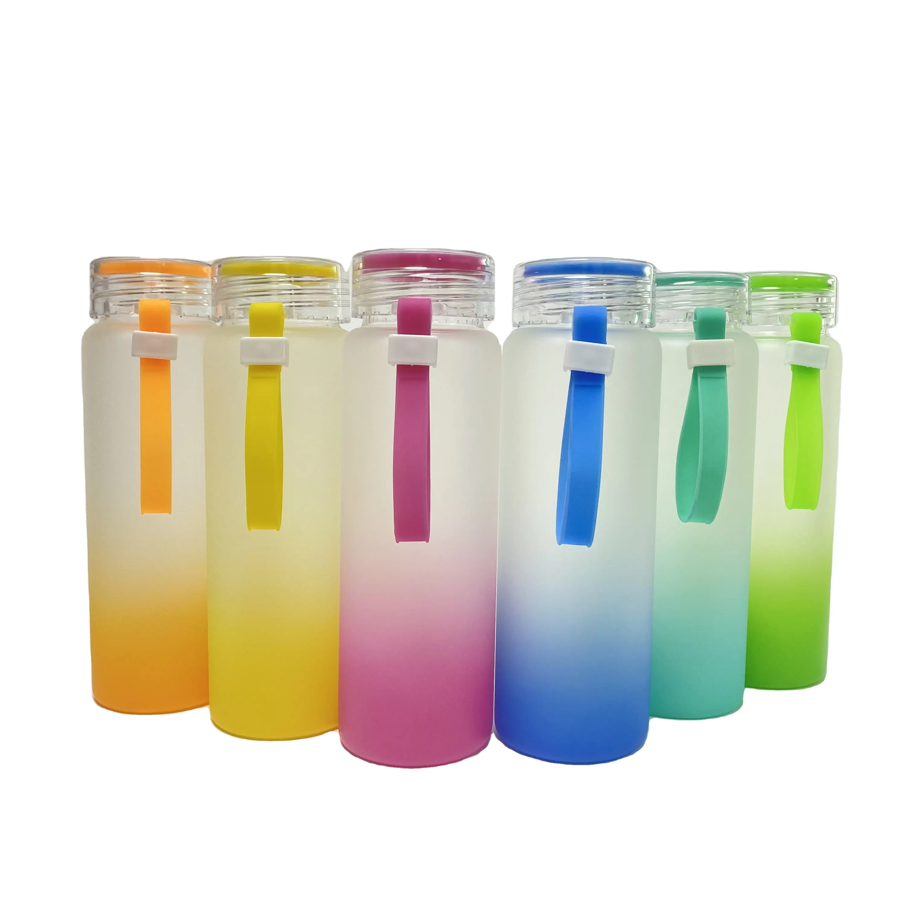 Fabrik preis Frosted DIY Blank Sublimation 500ml Farbverlauf Glas Becher Matte Sublimation Wasser flasche Glas