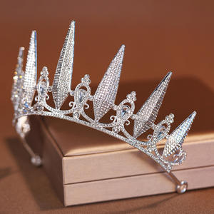 Mahkota Tiara Vintage untuk Wanita, Mahkota Ratu Logam untuk Pernikahan, Tiara Kristal untuk Pengantin, Ulang Tahun, Quinceanera, Kontes, Pesta <span class=keywords><strong>Prom</strong></span>, Hiasan Kepala - Product Image 3