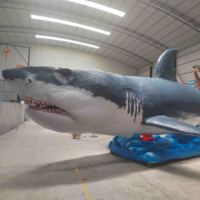 Modèle de sculpture animatronique mécanique de requin mégalodon grandeur nature pour parc à thème