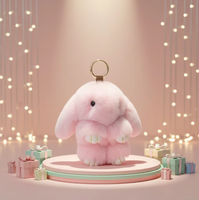 Porte-clés en peluche lapin de 15 cm avec pompon et anneau porte-clés, personnalisable en coton et silicone pour la décoration de sac