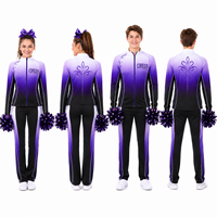 Conjunto de Calentamiento Deportivo Morado Ombre Personalizado, Traje Deportivo con Degradado Morado y Negro, Chaqueta con Cierre Completo y Cuello Alto, Pantalones Rectos, Traje de Entrenamiento