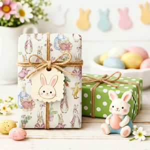 Pink <b>Easter</b> gift <b>wrapping</b> <b>paper</b> Children's gift <b>wrapping</b> <b>paper</b> Cute rabbit double sided printed gift <b>wrapping</b> <b>paper</b> Customizable - Product Image 2