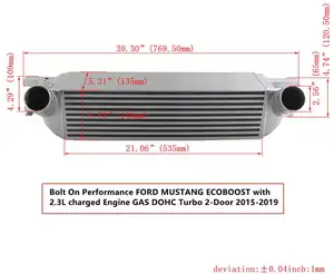 Intercooler 10 JSY10207 sisi Mount Intercooler aluminium sistem pendingin otomatis 12 bulan untuk Ford Mustang Ecoboost 2.3t 100%