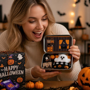 Mini-boîte en fer blanc Halloween Ghost, ensemble maison de poupée, adorable jouet de poche fantôme en feutre, petite boîte de scène, cadeau de décoration d'Halloween - Product Image 3