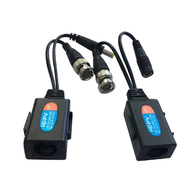 High Quality CCTV Accessories HD Power and 8MP Video Balun ABS Plastic Black HD501PV