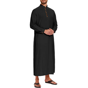 เสื้อคลุมผู้ชายแบบโทบ ชุดมุสลิม แขนยาว สีพื้น ผ้าโพลีเอสเตอร์ ความยาวคลุมเท้า สำหรับละหมาดและสวมใส่ประจำวัน - Product Image 4