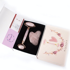 Natura pink Private Label Skin Massage Facial Face Rose Quartz Jade Roller <strong>Gua</strong> <strong>Sha</strong> <strong>Set</strong> for Face - Product Image 3