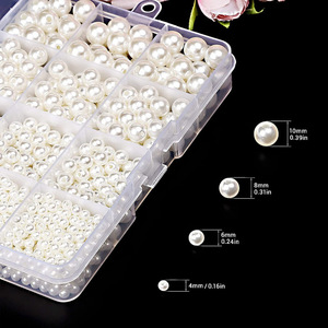 Perles d'imitation 4 6 8 10mm, blanc cassé, blanc pur, perles rondes en ABS pour la fabrication de bijoux DIY, bracelets, colliers - Product Image 3