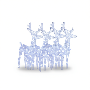 Iluminación Decorativa Navideña de Renos Acrílicos, 4 Piezas, Blanco Frío, 160 LED, IP65, Uso en Interiores y Exteriores - Product Image 1