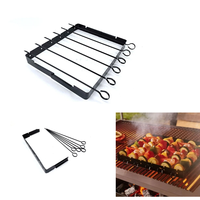 Support de grill pliable DaS, support à brochettes pour barbecue, four à griller, brochettes pour barbecue, outils de grillade, brochettes à kebab antiadhésives
