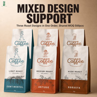 Sachet de café à fond plat à huit soudures imprimé sur mesure, 1 kg, emballage anti-humidité pour torréfacteurs et marques de café