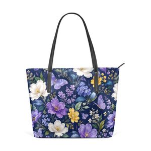 Sac fourre-tout en cuir PU motif floral papillon, sac à bandoulière zippé, résistant à l'eau, antivol, logo personnalisé pour les voyages quotidiens - Product Image 1