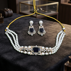 Joyería Kanhai, Conjunto de Collar de Perlas de Imitación de Lujo Unisex, con Acentos de Cuarzo, Chapado en Oro, Estilo Vintage, Forma de Corona - Product Image 2