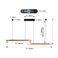 Suspension linéaire architecturale à hauteur réglable, en aluminium texturé dépoli, pour îlot de cuisine et éclairage décoratif domestique