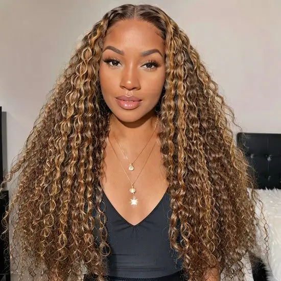 Cheap Brown HD Lace Frontal Wigs Human Hair 613 Highlight Water Wave Lace Front Wigs Human Hair Full Lace Wigs For Black Women
