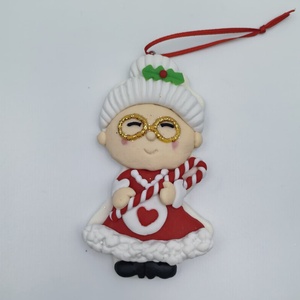 ดินโพลิเมอร์รูปขนมปัง งานแฮนด์เมด ทนทาน รับสั่งทำ ตุ๊กตาคุณนายซานตาคลอส ของตกแต่งคริสต์มาส ของขวัญเทศกาลคริสต์มาส แบบแขวน - Product Image 5