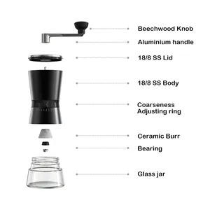 Portable Coffee Beans Grinder Stainless Steel Conical Ceramic Burr Hand Manual Coffee Grinder