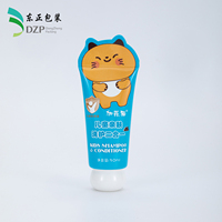 Tube souple vide en PE bleu pour cosmétiques pour enfants, 30-80 ml, 30 mm, avec bouchon à vis brillant à motif de dessin animé, pour emballage de shampoing, après-shampoing et soins de la peau