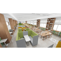 Mobilier scolaire moderne nordique design Bureaux et chaises de salle de lecture Bibliothèque en bois Bibliothèque murale pour le collège